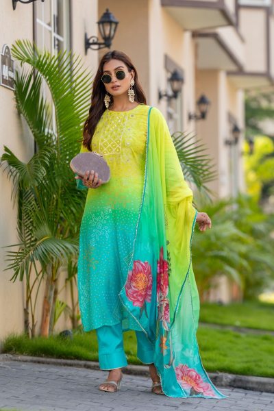 BANDHEJ PRINT SUIT SUITS