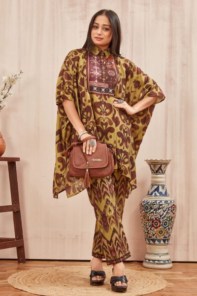 CHANDERI PRINTED KAFTAN WITH FINE COTTON LINER PANT WESTERN