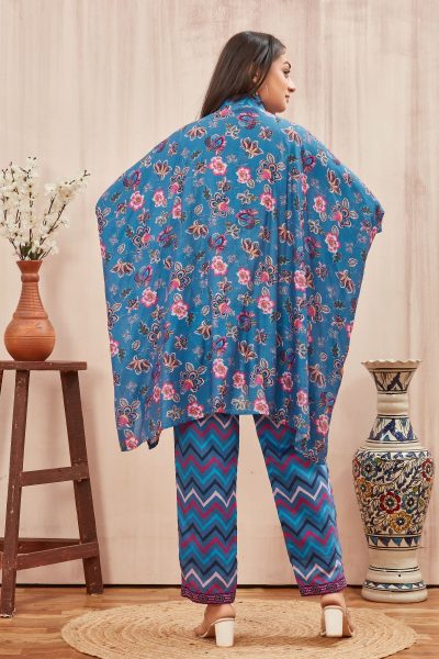 CHANDERI PRINTED KAFTAN WITH FINE COTTON LINER PANT CO- ORDS