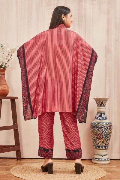 CHANDERI PRINTED KAFTAN WITH FINE COTTON LINER PANT CO- ORDS