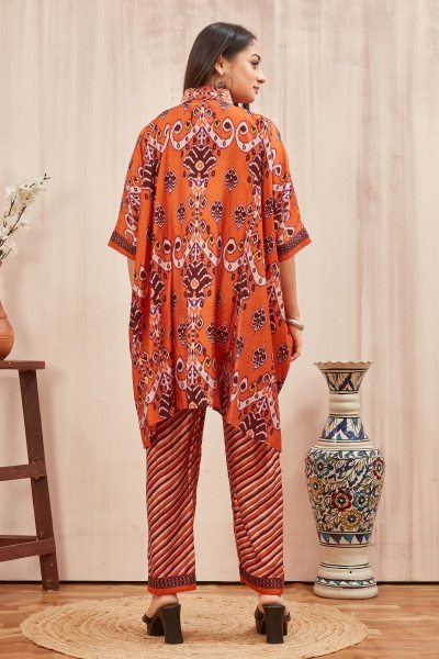 CHANDERI PRINTED KAFTAN WITH FINE COTTON  LINER PANT CO- ORDS