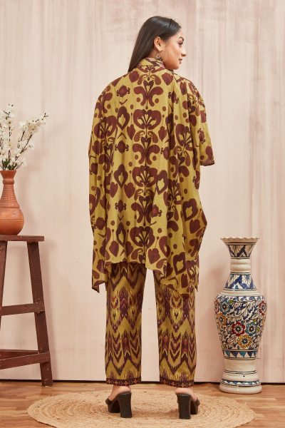 CHANDERI PRINTED KAFTAN WITH FINE COTTON LINER PANT CO- ORDS