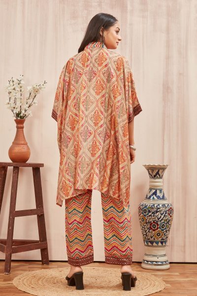 CHANDERI PRINTED KAFTAN WITH FINE COTTON LINER PANT CO- ORDS