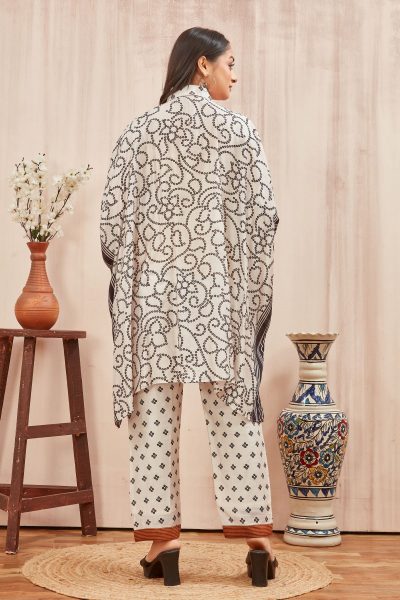 CHANDERI PRINTED KAFTAN WITH FINE COTTON LINER PANT CO- ORDS