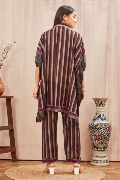 CHANDERI PRINTED KAFTAN WITH FINE COTTON LINER PANT CO- ORDS