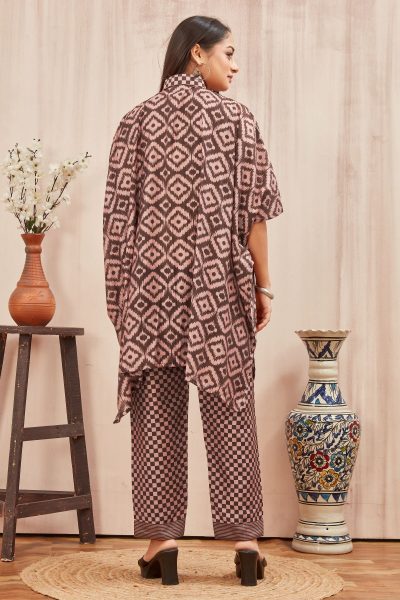 CHANDERI PRINTED KAFTANWITH FINE COTTON LINER PANT CO- ORDS