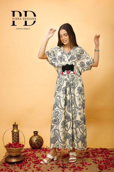 ETHNIC MATIFS PRINTED V NACK KAFTAN KAFTAN