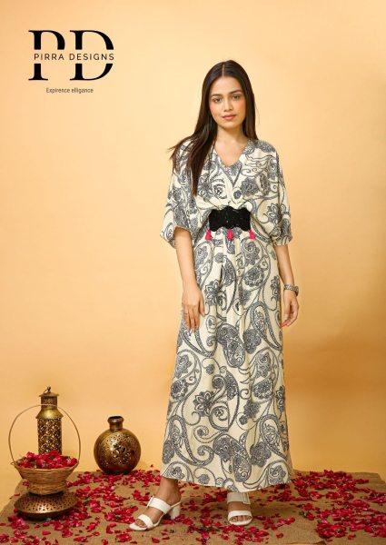 ETHNIC MATIFS PRINTED V NACK KAFTAN KAFTAN