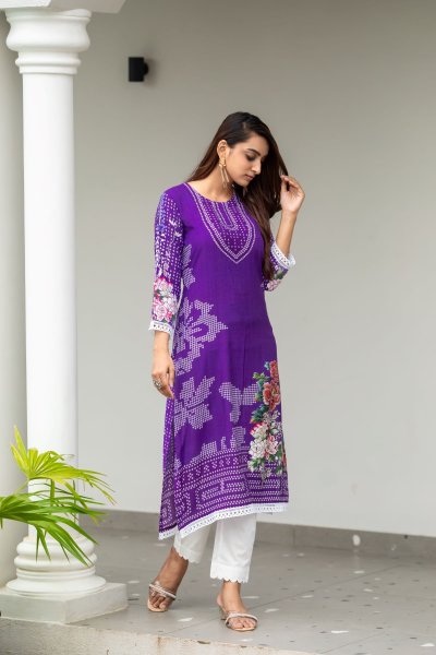 FLORAL PRINTED KURTA WITH TROUSER KURTA SET