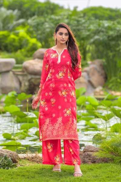 FLORAL PRINTED KURTA WITH TROUSER KURTA SET