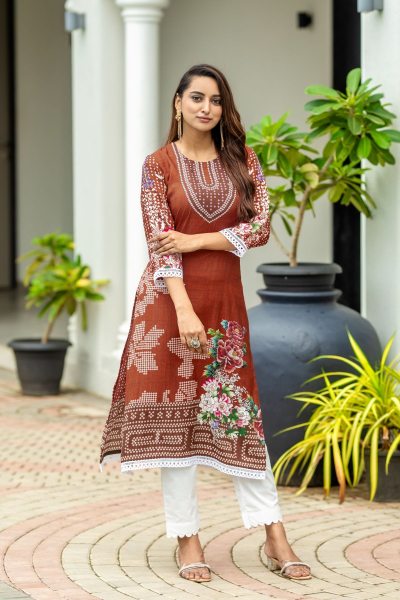 FLORAL PRINTED KURTA WITH TROUSER KURTA SET