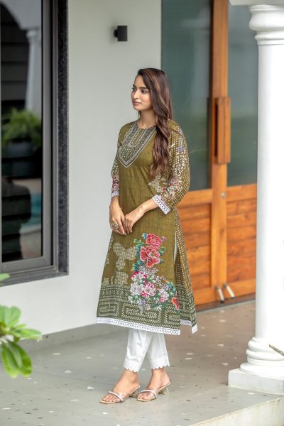 FLORAL PRINTED KURTA WITH TROUSER KURTA SET