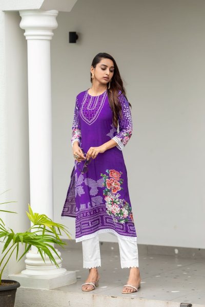 FLORAL PRINTED KURTA WITH TROUSER KURTA SET