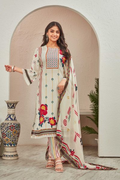 PURE MUSLINE KURTA SET WITH CHIFFON DUPATTA Ethnic