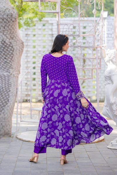 Purple color bandhej print  Anarkali Suit ANARKALI DRESS