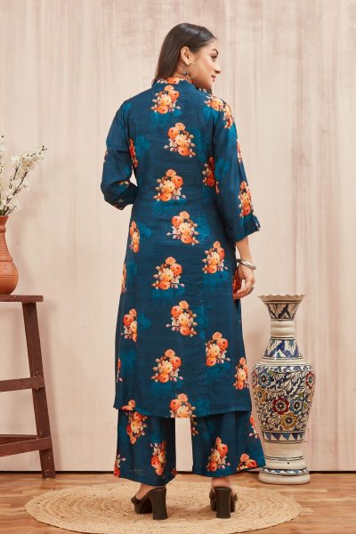 RUSSIAN SILK A LINE KURTA SET WITH PANT KURTA SET