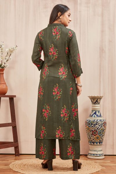 RUSSIAN SILK A LINE KURTA WITH PANT KURTA SET